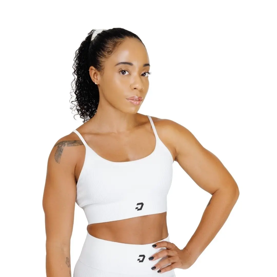 Classic Strap Ribbed Bra, White